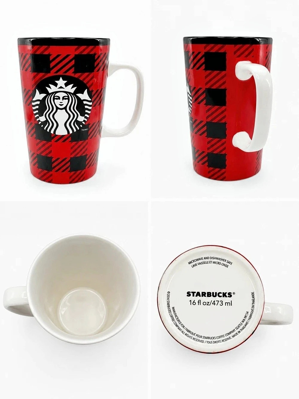 Starbucks Red and Black Buffalo Tartan Plaid Tall Mug Plaid Red & Black 16 fl oz